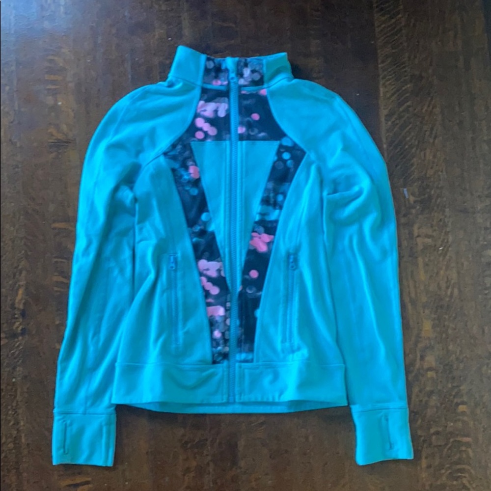 ivivva lululemon teal zip up running jacket